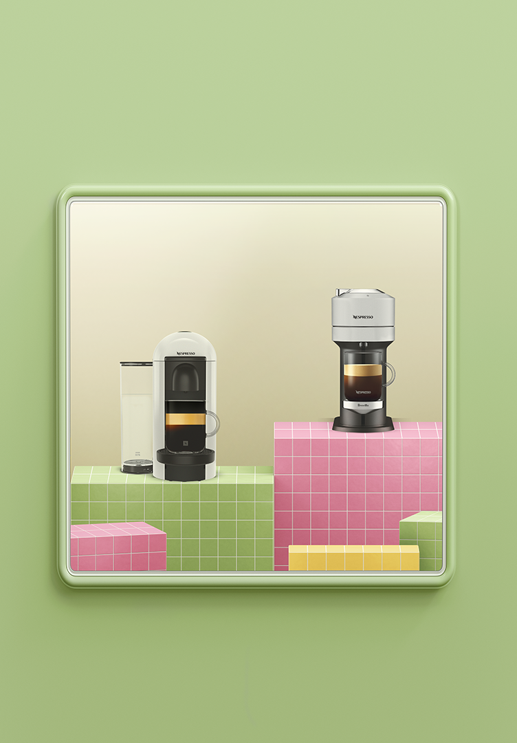 Coffee machines on shelves 